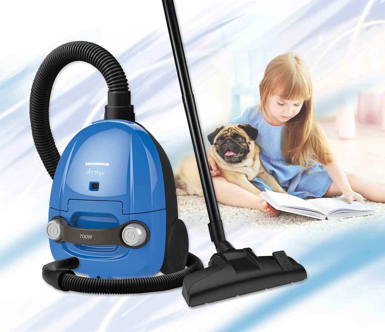 Aspirator cu sac Atthys, Heinner, 700W, plastic, albastru - imagine 3